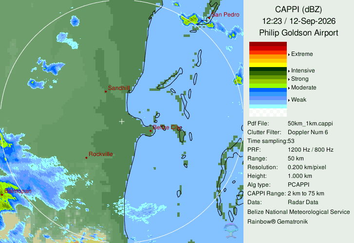 Belize radar 50 km loop