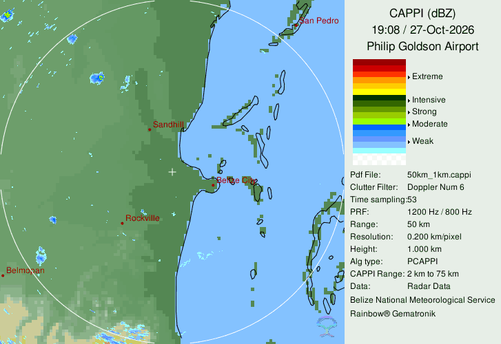 Radar de Belice, animación de 50 km